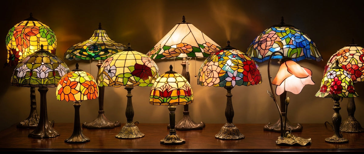 Tiffany lamp in een woonkamer als voorbeeld voor de juiste lampmaat
