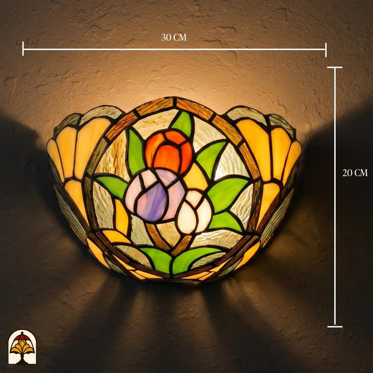 Tiffany wandlamp Tulipa Tricolore met muurbevestiging