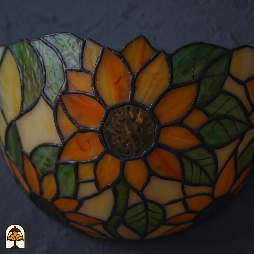 Tiffany wandlamp Solea Girasole onverlicht – daglichtkleuren oranje en geel