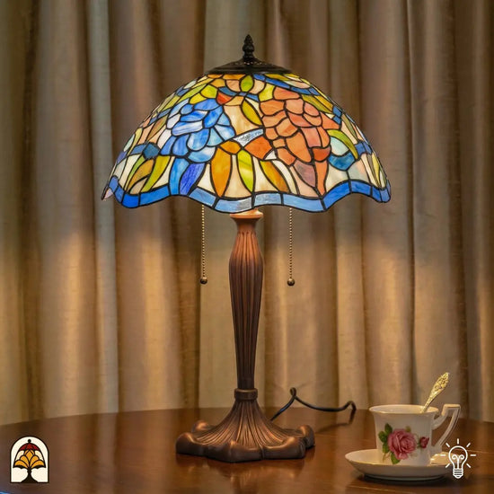 Tiffany Tafellamp Florentia Blu – ⌀41 cm De Sierkamer