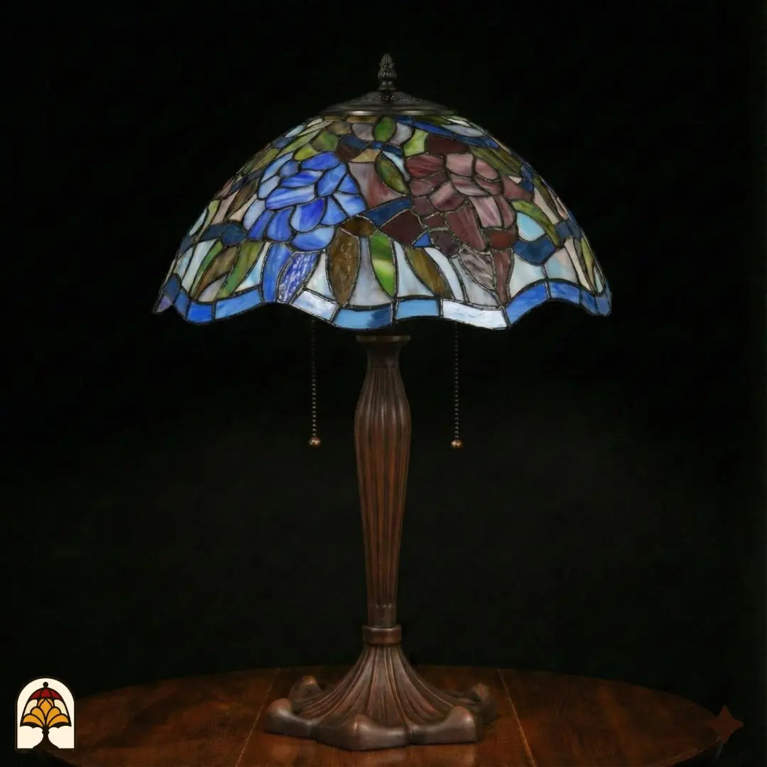 Tiffany Tafellamp Florentia Blu – ⌀41 cm De Sierkamer