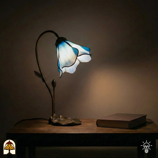 Tiffany lamp - Tafellamp Lotus Azzurro - ⌀20 cm