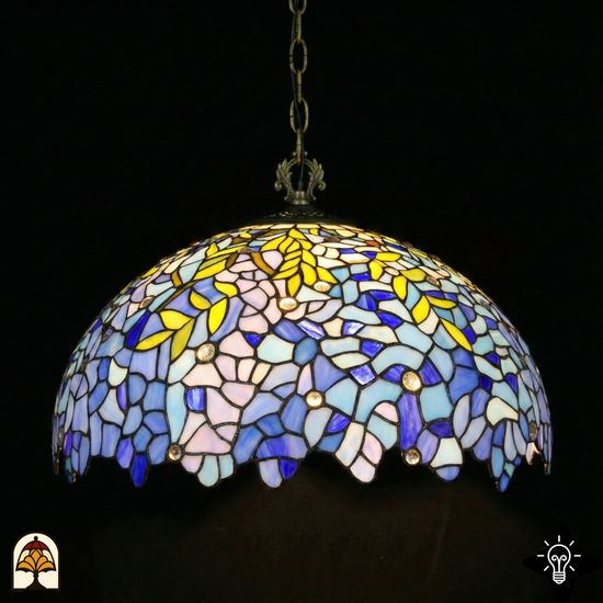 Tiffany lamp - hanglamp - Drizzle Bleu ⌀50 cm De Sierkamer