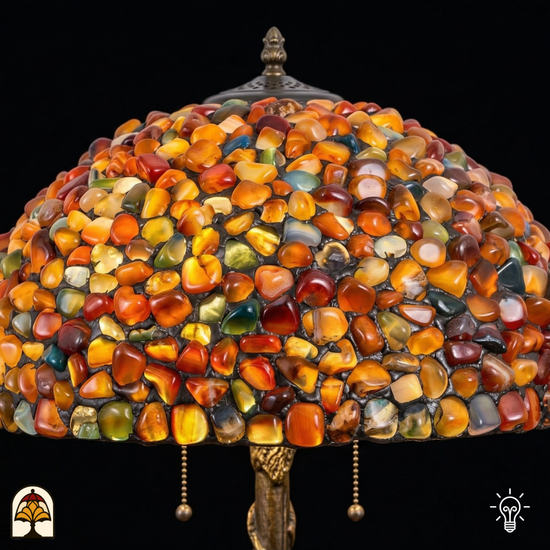 Tiffany lamp - tafellamp - Stone Mosaic Amber ⌀40 cm De Sierkamer