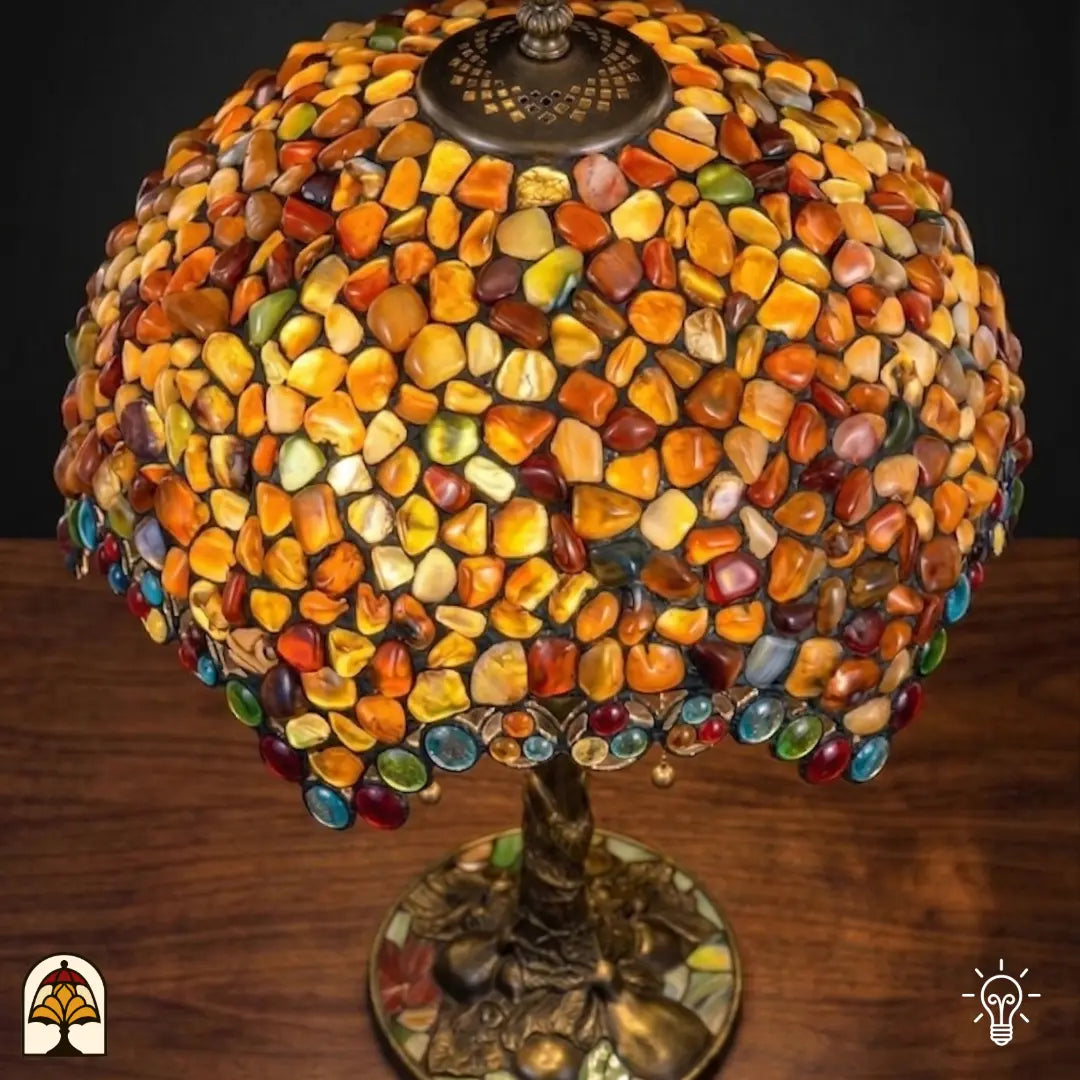 Tiffany lamp - tafellamp - Mosaic Garden Amber De Sierkamer