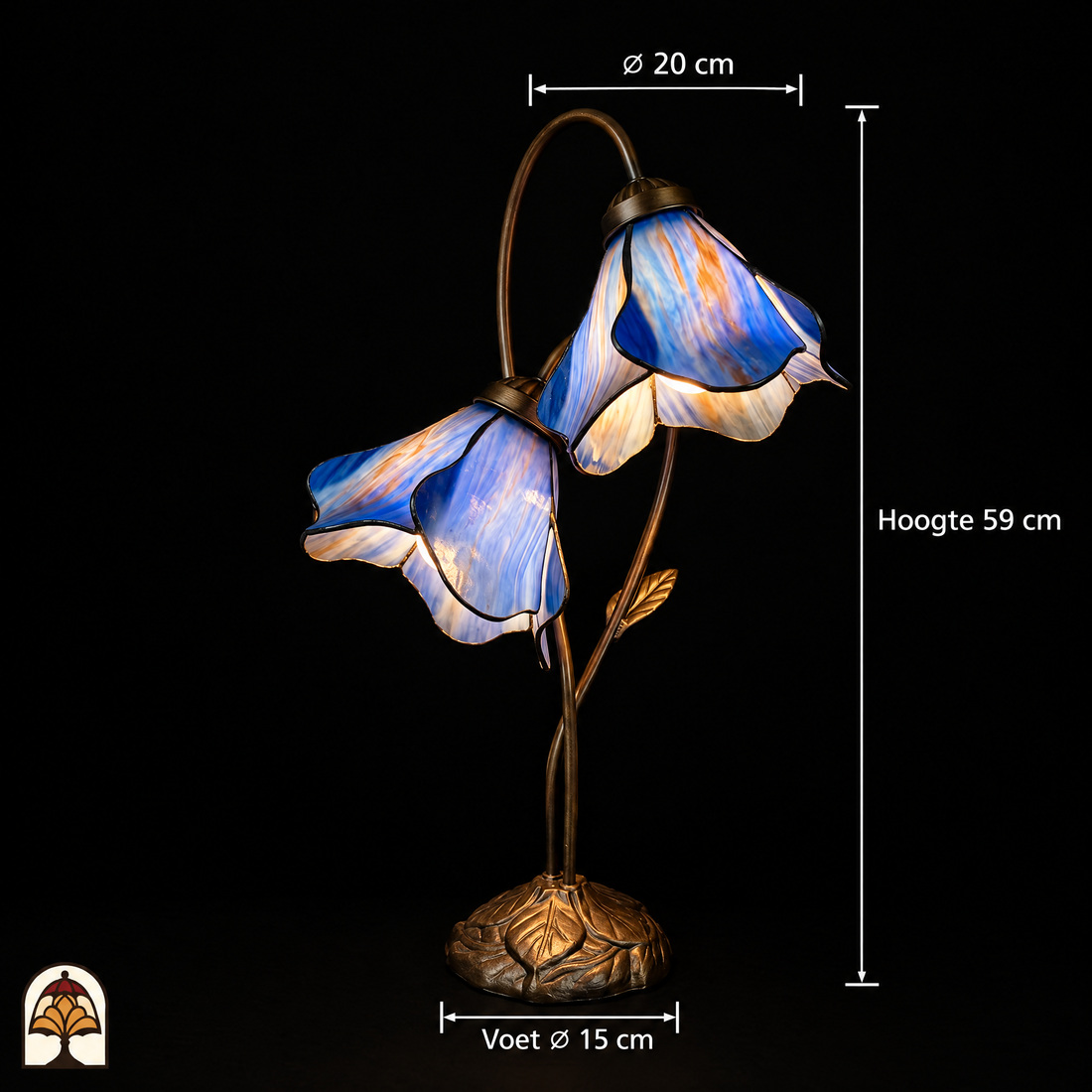 Tiffany tafellamp Lotus Viola Doppio ⌀20 cm – productfoto 8