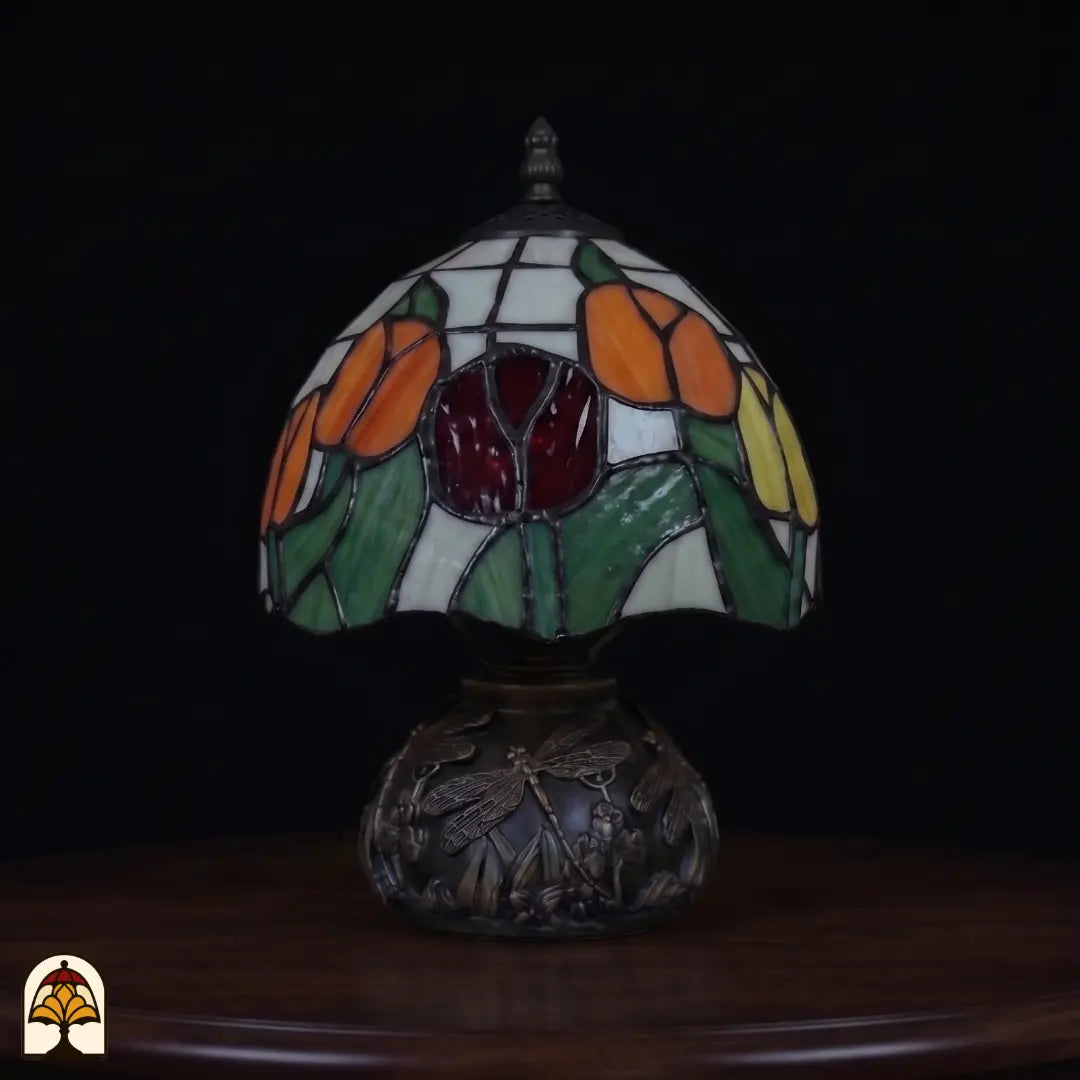 Tiffany tafellamp Holland Golden Tulip ⌀20 cm onverlicht – daglichtkleuren rood, geel en groen