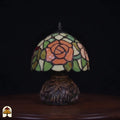 Tiffany tafellamp Silvae Rosea ⌀20 cm onverlicht – daglichtkleuren oranje en groen