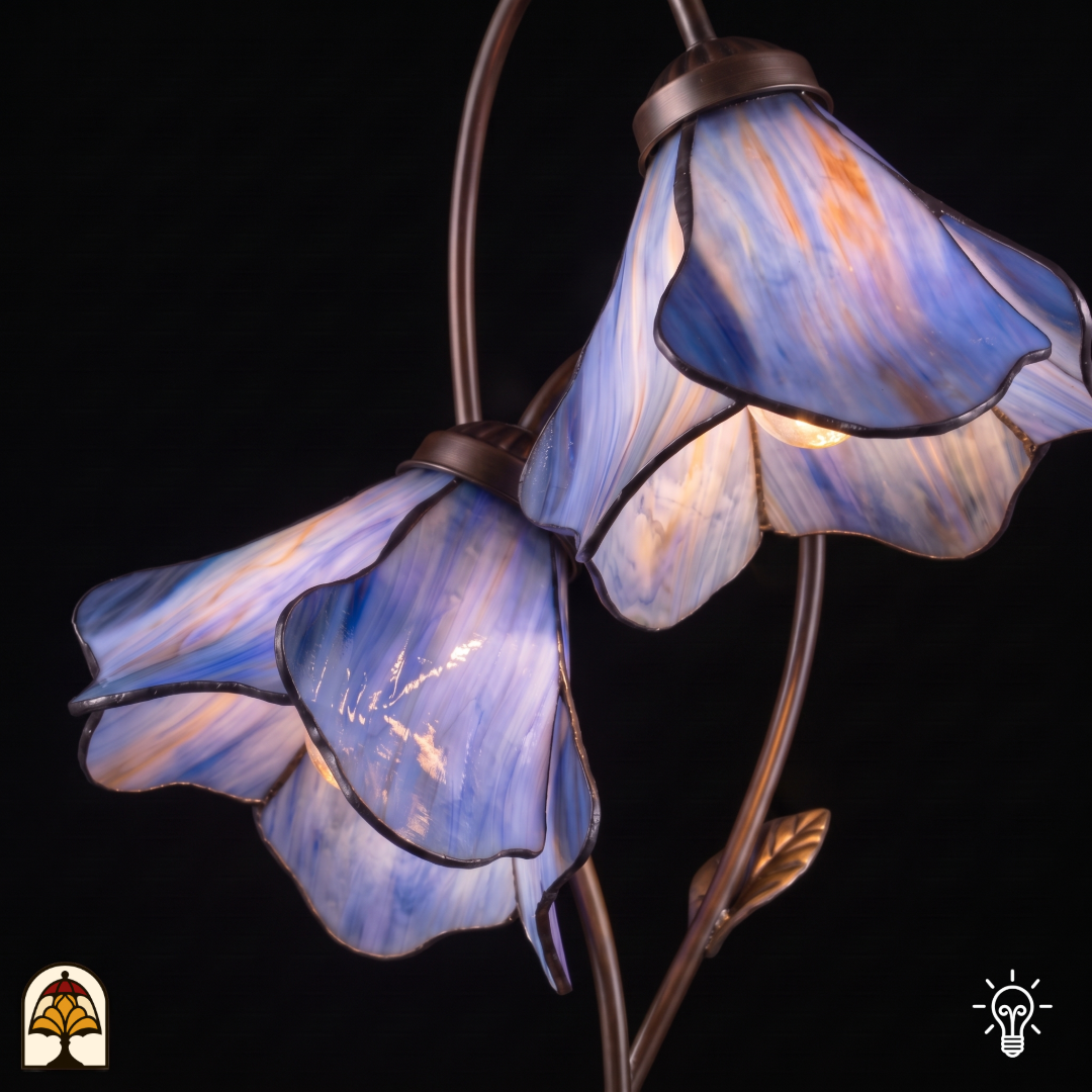 Tiffany tafellamp Lotus Viola Doppio ⌀20 cm – productfoto 4