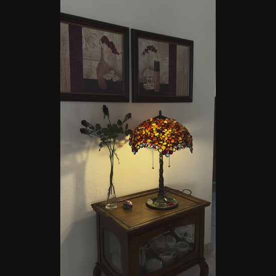 Tiffany lamp | Tiffany tafellamp Mosaic Garden Amber ⌀40 cm