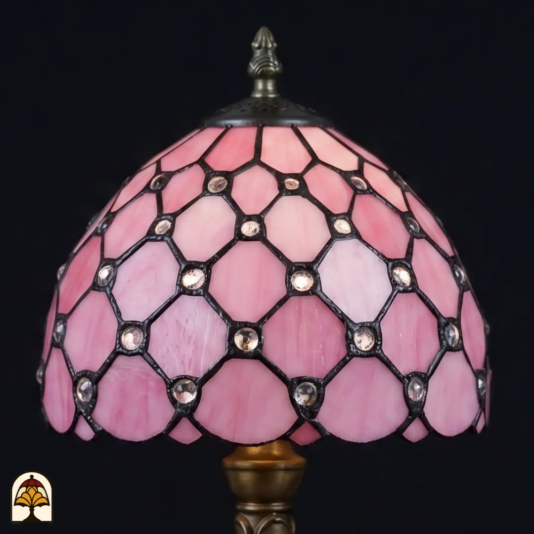 Close-up lampenkap Nuvola Rosa onverlicht – roze glasdetails en juwelen