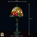 Maatafbeelding Tiffany tafellamp Dolce Vita — kapdiameter ⌀20 cm, totale hoogte 35 cm, voetdiameter 12 cm