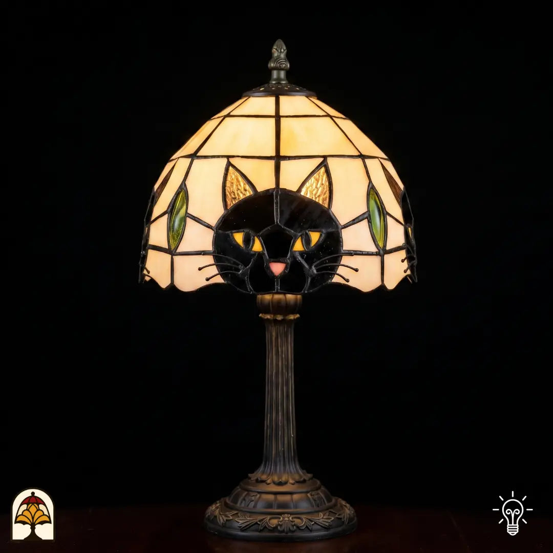 Tiffany lamp | Tiffany tafellamp Gatto Nero – Zwarte Kat ⌀20 cm