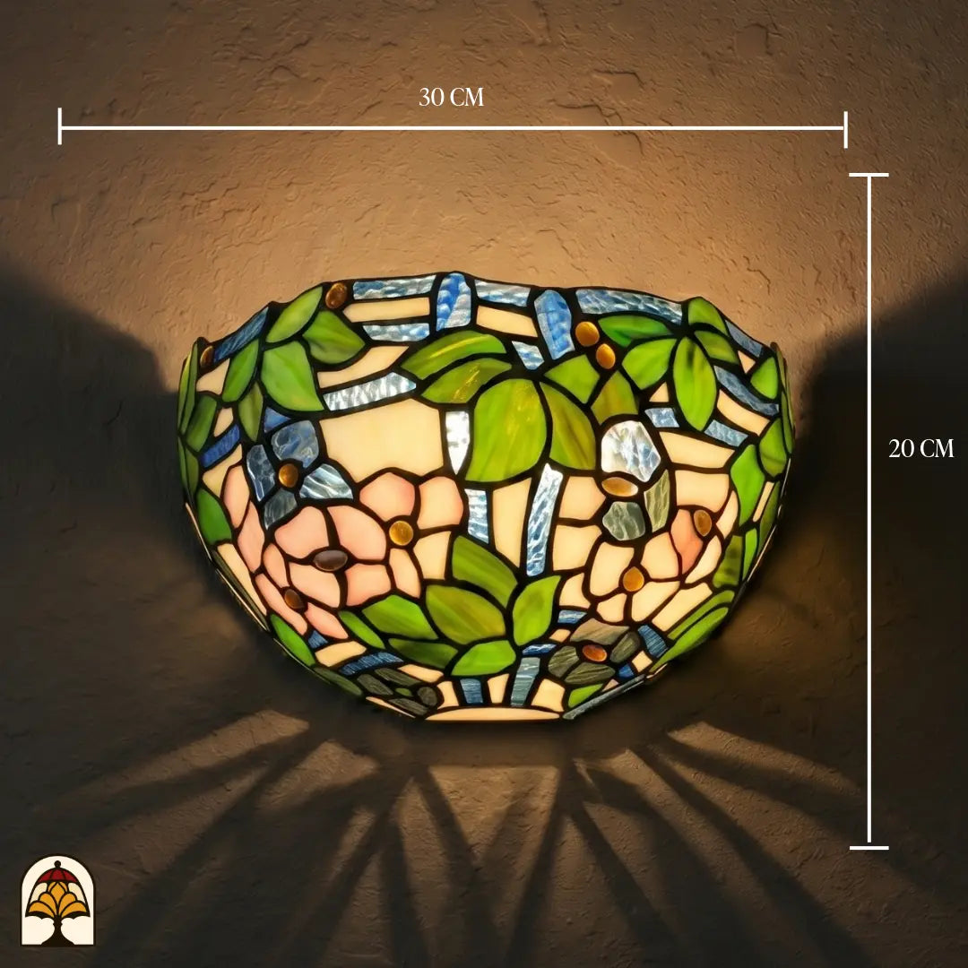 Tiffany wandlamp Rosa di Primavera met muurbevestiging