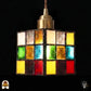 Tiffany hanglamp Cubo Colorato in interieur verlicht – kleurrijke kubus met sfeervolle uitstraling