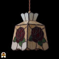 Tiffany hanglamp Rosa Romantica onverlicht – crème kap met rode rozen in daglichtkleuren